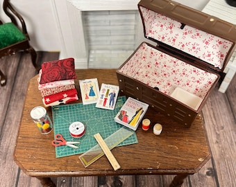 Dollhouse Miniature Sewing Trunk