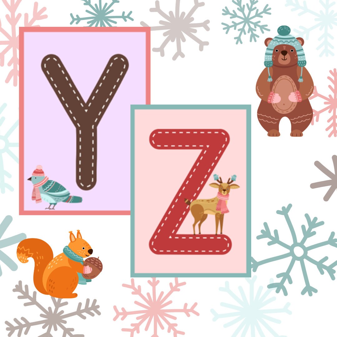 ABC Flashcards Winter Friends Letters Alphabet Flash Cards - Etsy