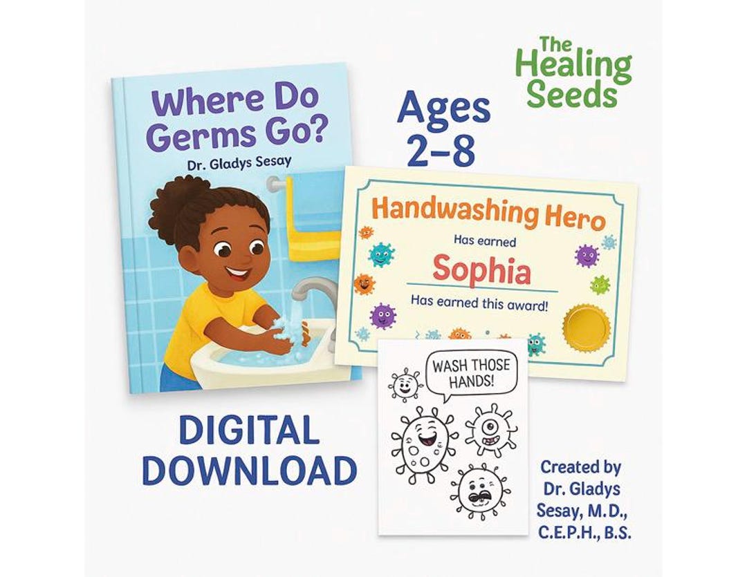 Where Do Germs Go? Hand-washing Storybook + Certificate + Coloring Page ...