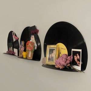 Record Exhibition Display / Wall Mounted Vinyl Holder / Minimal Record Shelf  Pink / Wall Record Unit 