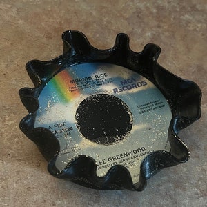 Mini Record Jewelry Dish, Sparkly Vinyl Record Dish, Unique Decorative Tray