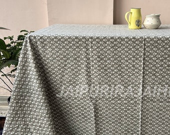 Beautiful Indian Hand Made Table Cloth, Jaipur Block Printed Table Cloth, Cotton Six Seater Table Top Natural Color Printed