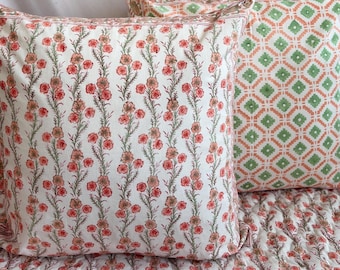 Capa de almofada floral estampada à mão: Fronha de algodão macio (conjunto de 2)