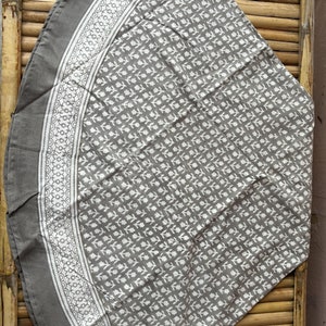 Indian Floral Block Print Tablecloth: Round Cotton Table Cover