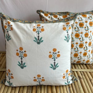 Boho Pillow Cover, Handblock Printed Cushion,Ethnic Style Decor Colorful,Jaipur Vibrant Pillow Case,Housewarming Bridal Shower Wedding Gift