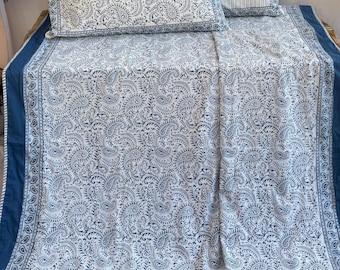 Hand Block Print Cotton Dohar: Reversible Floral AC Blanket