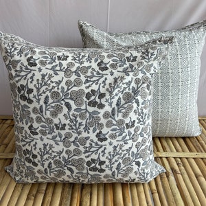 Hand Block Printed Pillow Cover, Natural Floral Cotton Cushion Covers, Printed Throw Pillows Covers, Modern Farmhouse Designer Pillow Case