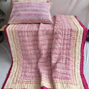 Handmade Block Printed Jaipuri Quilt, Queen King Comforter, Indian Bedding, Super Soft Jaipuri Razai Comforter, Decorative Cotton Bedspread
