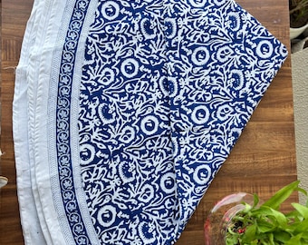 90 Inch Round Tablecloth, Block Print Tablecloth, Dining Table Cover, Baby Shower Party Favors