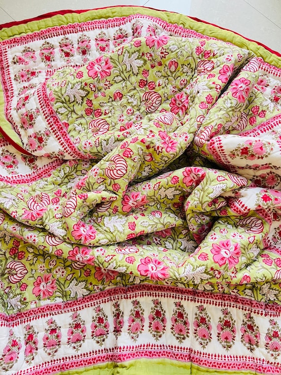 Multicolor Double Bed Jaipuri Cotton Quilt At Wholesale Price