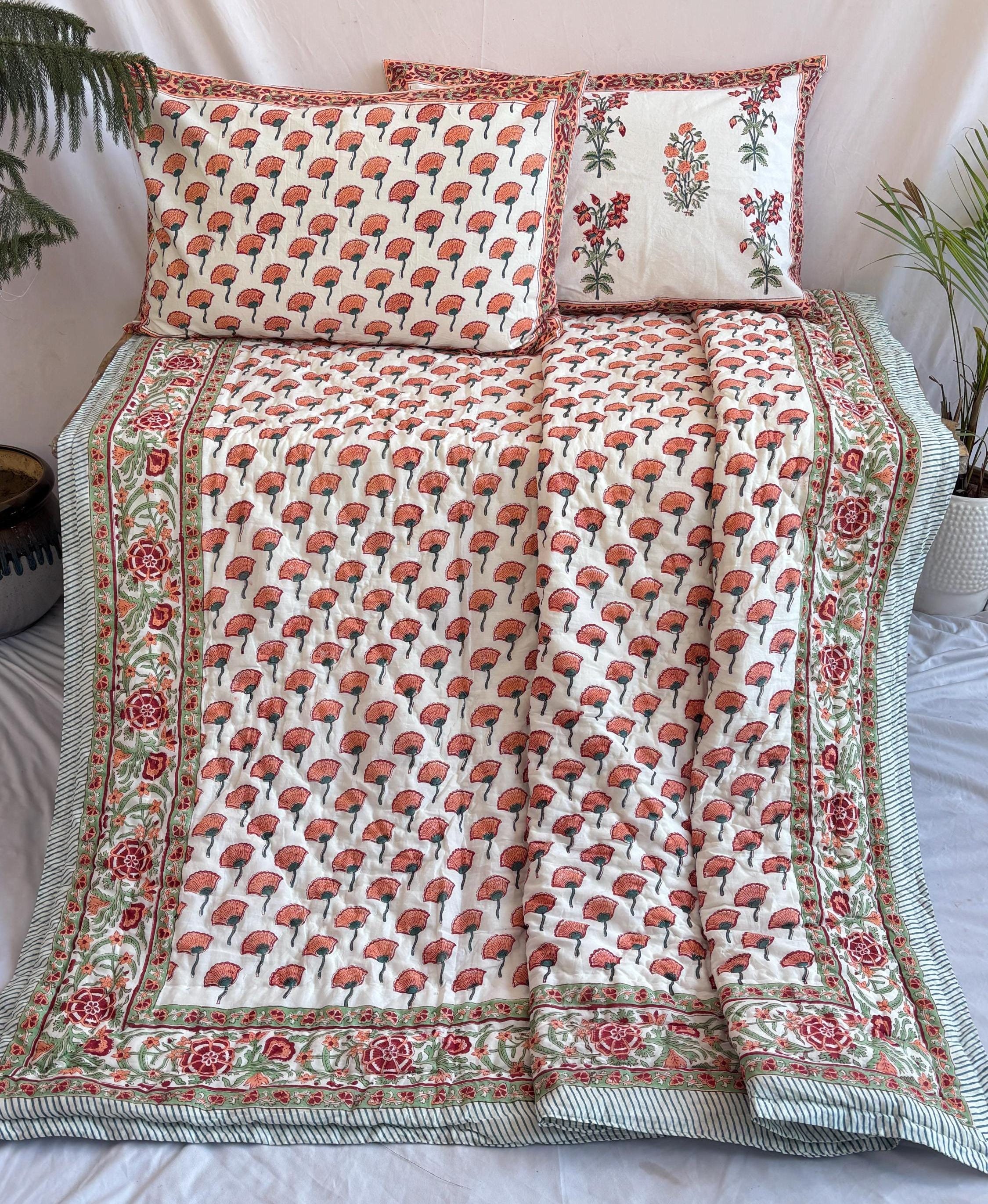 Aazon.co: Indian Jaipuri Blue Cotton Authentic Handade Reversible
