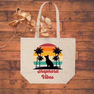 Shepherd Vibes Canvas Shopping Tote, German Shepherd Lover, Canvas tote, Bags for Her, German Shepherd Dad, Shepherd Mom