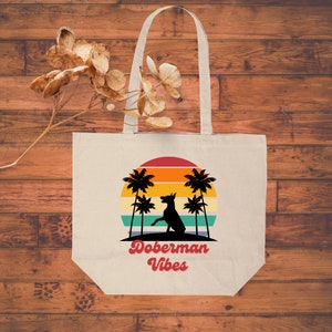 Doberman Vibes Canvas Shopping Tote, Great Bags, Doberman Lover, Doberman Mom, Daily Bag, Cute Gift, Purses