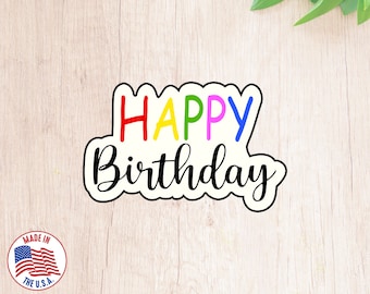 Cortador de galletas con placa de feliz cumpleaños. Cortador de galletas de cumpleaños.