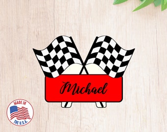 Race Car Flag Plaque Cookie Cutter-Style 2