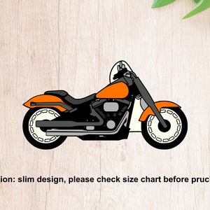 May include: An illustration of a black and orange motorcycle with a slim design. Caution: slim design, please check size chart before purchase.