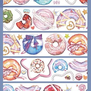Donuts illustratie tape split out snoep washi tape sticker rol dessert tape kleurrijke schattige vintage journal levering Kawaii briefpapier