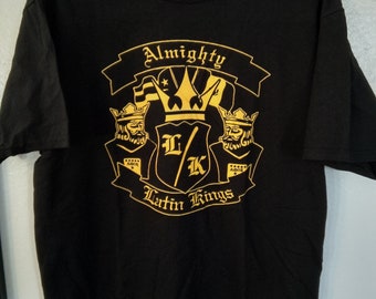 Almighty Latin King Nation Shirt - 1970s ALKN Design Chicago Memorabilia - People - Hood Kings Official Shirt - Size XL