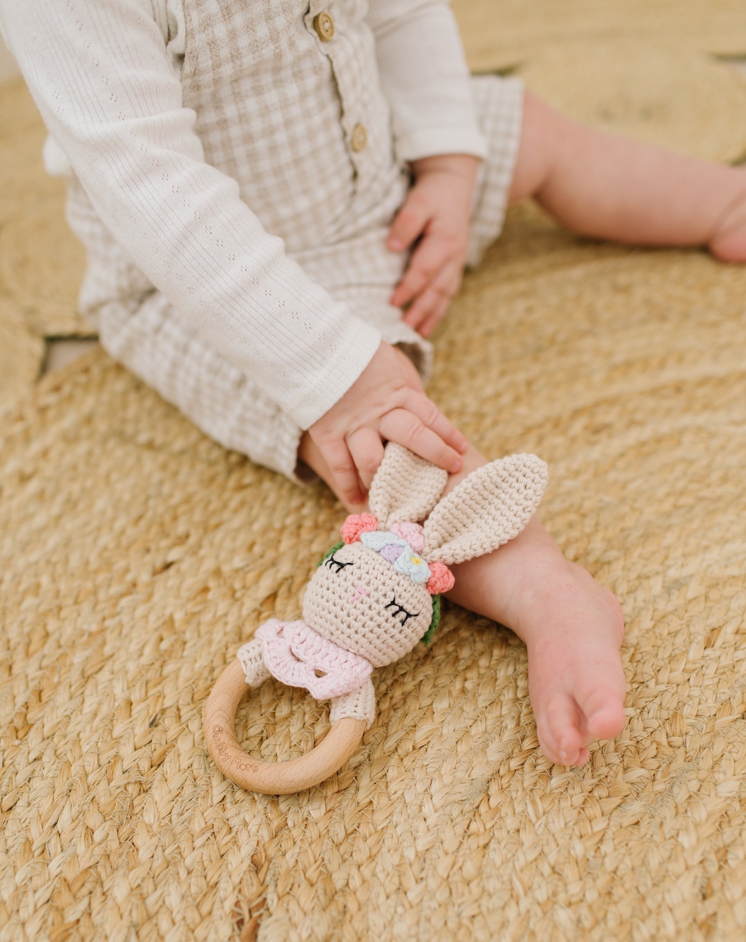 1 Year Old Girl Gift, Baby Teether, Crochet Rattle, Newborn Gift