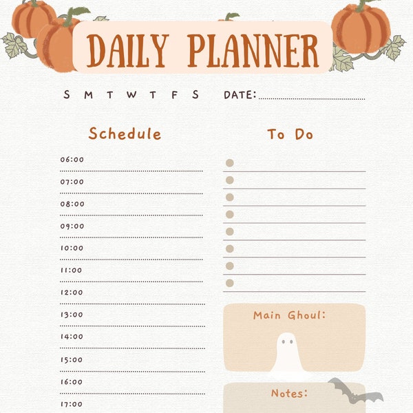 Cute Notes Fall Themed Digital Planner Daily Planner for Halloween Kawaii