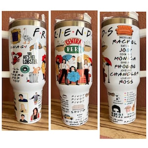 40 oz Friends-beker, tv-ventilator, draaibare beker, beker met handvat