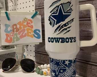 40 oz Tumbler with handle, Dallas Cowboys, Dallas Football, Cowboys Fan