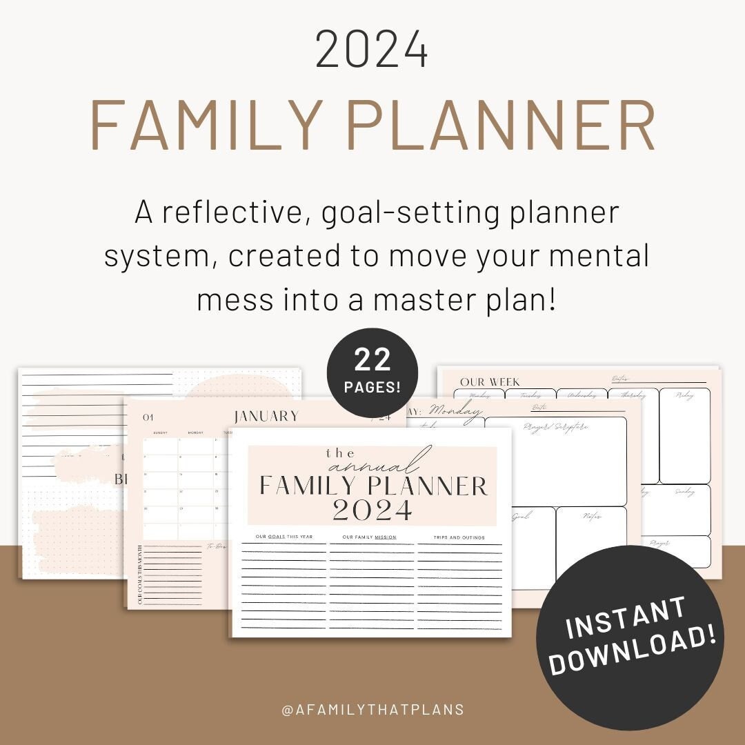 2024 Family Planner Printable Goal Setting Monthly Weekly Daily Brain Dump  Planner Bundle Christian Planner 