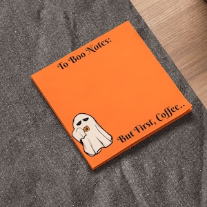 Sticky notes for Halloween Post-it Notepad note pad for Halloween Spooky Ghost Notepad, Retro Ghost Coffee Halloween First Coffee Lover Gift