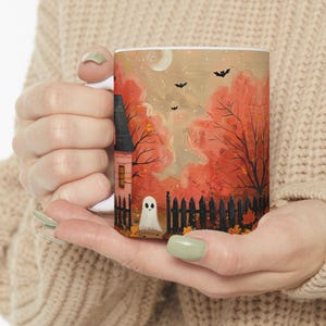 Ceramic Mug, Halloween Ghost Mug Cute Spooky Haunted Halloween Mug, Ghost Coffee Cup, Spooky Mug, Cute Ghost Cup, Halloween Kitchen