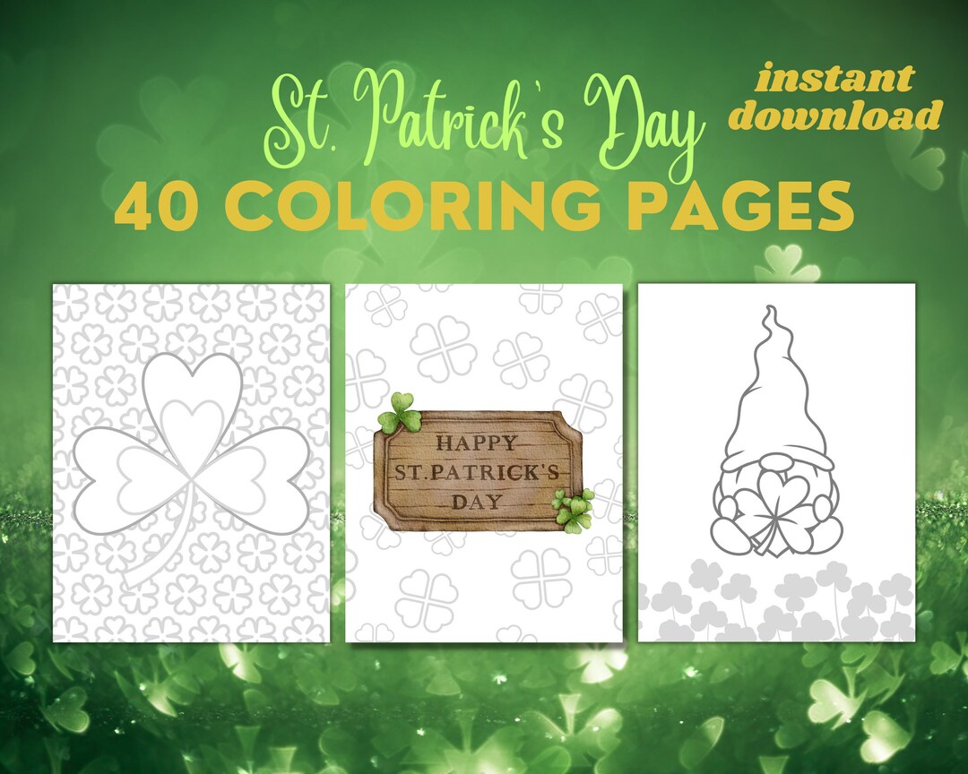 St Patricks Day Coloring Pages for Kids Coloring Page Bundle Coloring ...