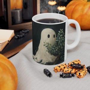 Ceramic Mug, Halloween Ghost Mug Cute Spooky Plant Ghosts, Halloween Mug, Ghost Coffee Cup, Spooky Mug, Cute Ghost Cup, Halloween Kitchen