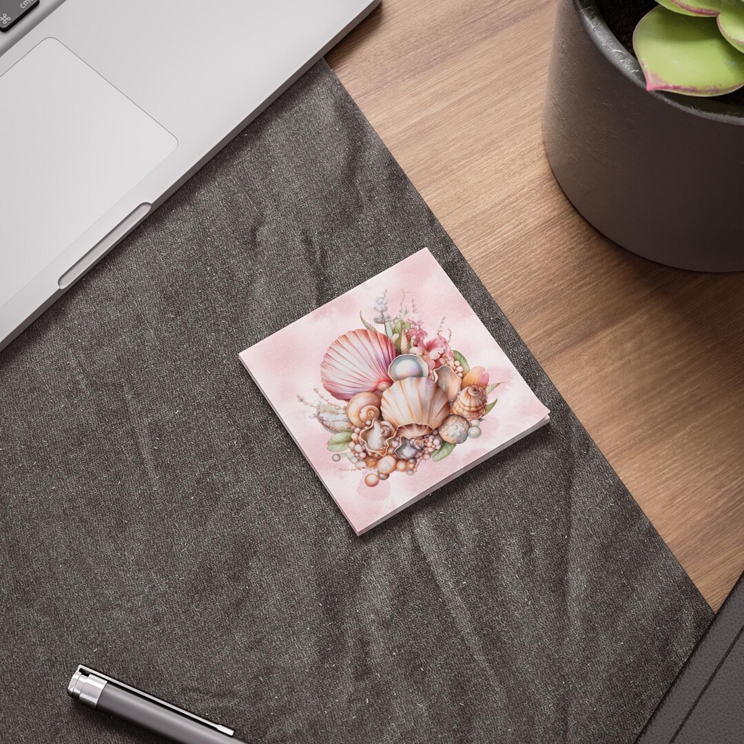 Sea Shell Post-it Note Pads, Coastal Sticky Notes, Cute Office Desk ...