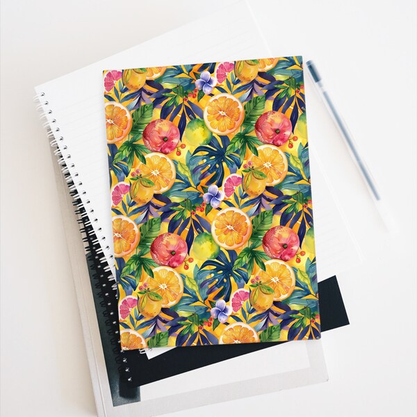 cute citrus tropical flower notebook, custom plant mom gifts, best friend gift, for wife, gift for her custom journal personalized with name