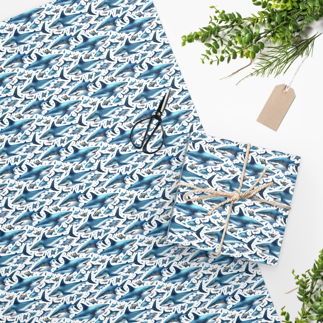 Shark Wrapping Paper for Shark Birthday Party Under the Sea Reef ...