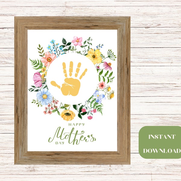 Artisanat de fête des mères par des enfants, des bébés et des tout-petits, souvenir d'empreinte de main, carte personnalisée d'empreinte de pas, cadeau d'artisanat de nouveau-né pour carte de bricolage de fête des mères de maman