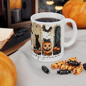 Ceramic Mug, Halloween Ghost Mug Cute Spooky Season Halloween Mug, Ghost Coffee Cup, Spooky Mug, Cute Ghost Cup, Halloween Kitchen Autumn
