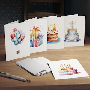 Birthday Cards for Birthday Party, Birthday Card Set, Watercolor Birthday Cards, Cards Birthday, Greeting Cards, Birthday Card Pack