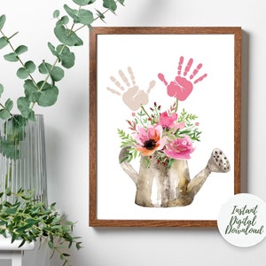 Handprint Art Craft for Kids, DIY Hand Print Template Baby Keepsake Printable Floral Wall Art, Preschool Craft for Toddlers, DIY Gift Ideas