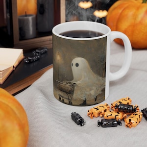 Ceramic Mug, Halloween Ghost Mug Cute Spooky Shopping Ghosts, Halloween Mug, Ghost Coffee Cup, Spooky Mug, Cute Ghost Cup, Halloween Kitchen