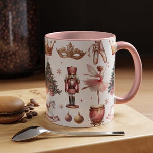 Ballerina Christmas Coquette Nutcracker Ceramic Mug Pink Mug, Pink Christmas Gift for Her, Coquette Christmas Mug, Retro Christmas Cozy cup