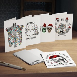 Tarjetas navideñas de esqueletos, humor para adultos, juego de tarjetas de felicitación navideñas de Halloween
