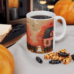 Ceramic Mug, Halloween Ghost Mug Cute Spooky Haunted Halloween Mug, Ghost Coffee Cup, Spooky Mug, Cute Ghost Cup, Halloween Kitchen