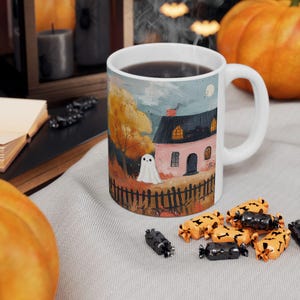Ceramic Mug, Halloween Ghost Mug Cute Spooky Haunted Halloween Mug, Ghost Coffee Cup, Spooky Mug, Cute Ghost Cup, Halloween Kitchen