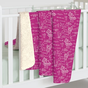 Math Fleece Blanket for Math Lover, Pink Blankets and Throw, Engineer, Math Decorations, Teacher Decor, Personal Blankets Gifts, Math Gifts