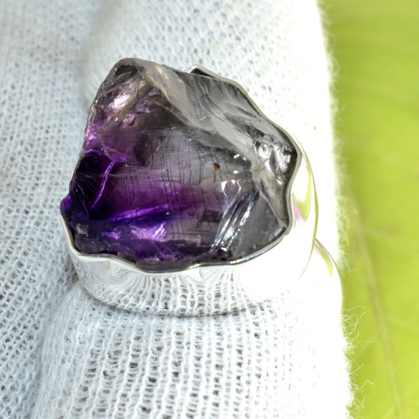 Natural Raw Amethyst Ring - Rough Amethyst Ring, 925 Sterling Silver Amethyst Gemstone Jewelry Ring -Handmade Solid Silver Ring,Unique Gifts