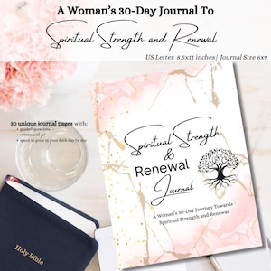 30-Day Christian Women’s Journal | Scripture, Encouragement & Reflection | Digital Download US Letter , 6x9 Journal | Faith-Based Devotional