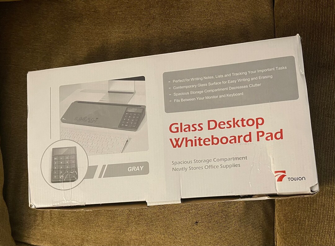 Glass Desktop Whiteboard Pad, Storage Compartment, Dry Erase Board