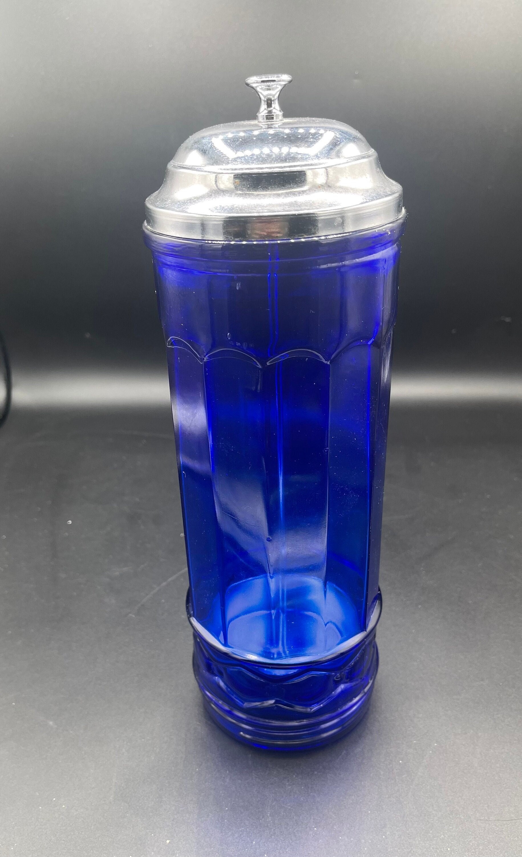 Cobalt Blue Straw Dispenser Glass Straw Storage Jar Old Fashioned Soda  Fountain 