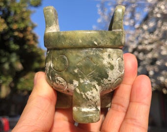 Vtg Vintage style Jade unique Incense Holder waterfall Ash Catcher censer Incense Burner for Sticks Healing Ash Catcher ashtray Meditation