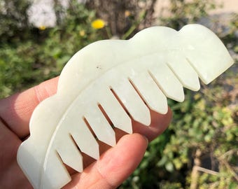 Get2 carved Green Clear Quartz mix Jade Crystal Scalp Comb Healing Crystal Natural Hair Comb Stone Gemstone Luxury Hair Brush Christmas gift